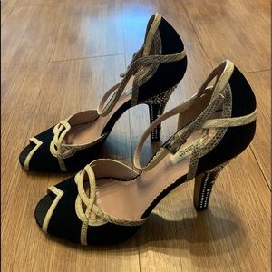 Prada Swarovski Snakeskin & Satin Heels